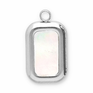 Stainless Steel Charms Shell Rectangle Silver White Silver White Approx 185X105Mm 19Mm