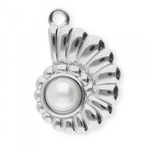 Stainless Steel Charms Shell With Imitation Pearl Silver White Silver White Approx 265X185Mm 25Mm