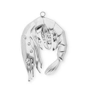 Stainless Steel Charms Shrimp Silver Silver Approx 495X32Mm 28Mm