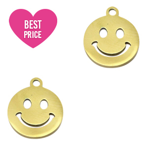 Stainless Steel Charms Smiley Gold Gold Approx 12X10Mm 12Mm