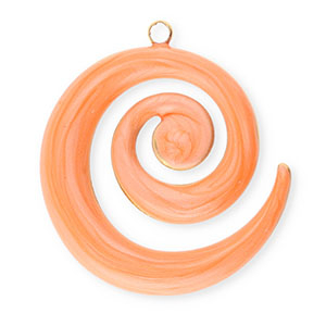 Stainless Steel Charms Spiral Gold Coral Orange Marble Gold Coral Orange Marble Approx 30X26Mm 2Mm