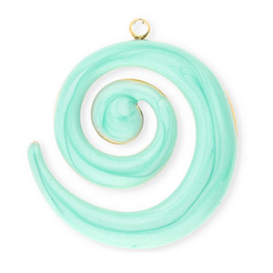 Stainless Steel Charms Spiral Gold Mint Green Marble Gold Mint Green Marble Approx 30X27Mm 2Mm