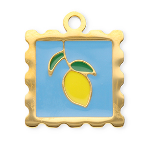 Stainless Steel Charms Square With Lemon Gold Blue Yellow Dark Green Gold Blue Yellow Dark Green Approx 195X165Mm 21Mm