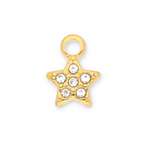 Stainless Steel Charms Star With Strass Gold Transparent Gold Transparent Approx 11X8Mm 23Mm