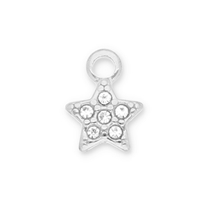 Stainless Steel Charms Star With Strass Silver Transparent Silver Transparent Approx 11X8Mm 23Mm
