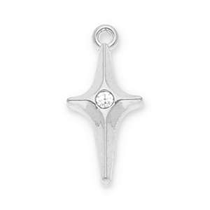 Stainless Steel Charms Star With Strass Silver Transparent Silver Transparent Approx 245X115Mm 17Mm