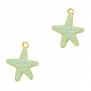 Stainless Steel Charms Starfish Gold Mint Green Gold Mint Green Approx 16X13Mm 15Mm