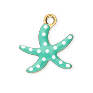 Stainless Steel Charms Starfish Gold Mint Turquoise White Gold Mint Turquoise White Approx 105X10Mm 11Mm