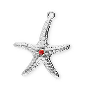Stainless Steel Charms Starfish Silver Red Silver Red Approx 27X215Mm 17Mm