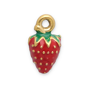 Stainless Steel Charms Strawberry Gold Red Green Gold Red Green Approx 11X6Mm 12Mm