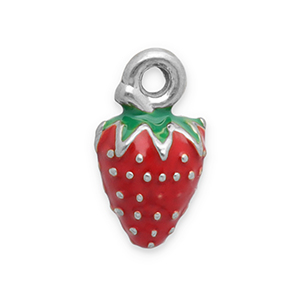 Stainless Steel Charms Strawberry Silver Red Green Silver Red Green Approx 11X6Mm 12Mm