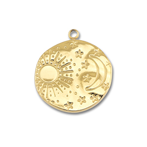 Stainless Steel Charms Sun En Moon Gold Gold Approx 23X20Mm 2Mm