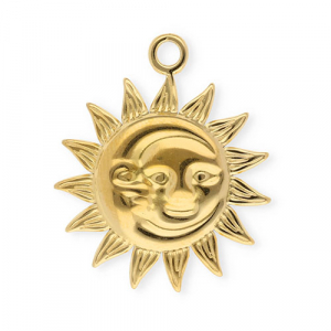 Stainless Steel Charms Sun En Moon Gold Gold Approx 295X25Mm 26Mm