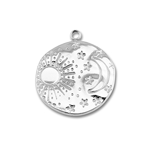 Stainless Steel Charms Sun En Moon Silver Silver Approx 23X20Mm 2Mm