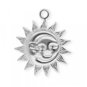 Stainless Steel Charms Sun En Moon Silver Silver Approx 295X25Mm 26Mm