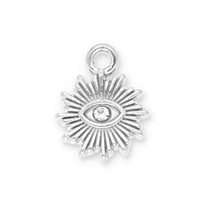 Stainless Steel Charms Sun Eye Of Providence With Strass Silver Transparent Silver Transparent Approx 12X95Mm 15Mm