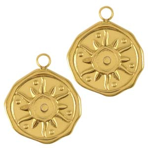 Stainless Steel Charms Sun Gold Gold Approx 15X18Mm 19Mm 1