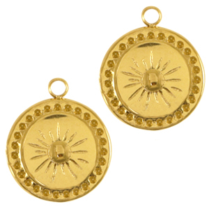 Stainless Steel Charms Sun Gold Gold Approx 15X18Mm 19Mm