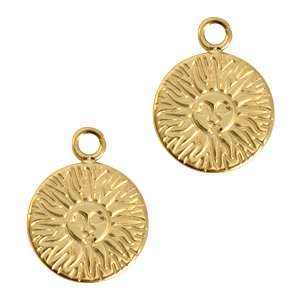 Stainless Steel Charms Sun Gold Gold Approx 16X12Mm 19Mm