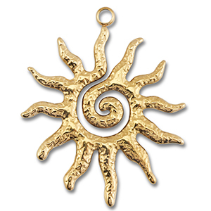 Stainless Steel Charms Sun Gold Gold Approx 39X33Mm 27Mm