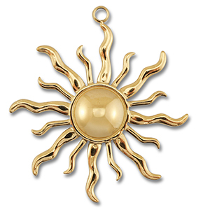 Stainless Steel Charms Sun Gold Gold Approx 43X40Mm 27Mm