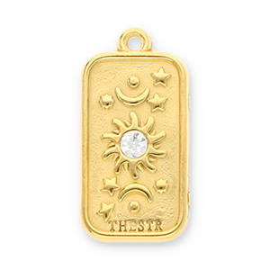 Stainless Steel Charms Sun Moon And Stars With Strass Gold Transparent Gold Transparent Approx 265X135Mm 17Mm