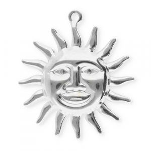 Stainless Steel Charms Sun With Face Silver Silver Approx 41X365Mm 24Mm