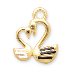 Stainless Steel Charms Swan Gold Black White Gold Black White Approx 17X14Mm 22Mm