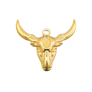 Stainless Steel Charms Texas Longhorn Skull Gold Gold Approx 215X25Mm 18Mm