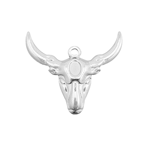 Stainless Steel Charms Texas Longhorn Skull Silver Silver Approx 215X25Mm 18Mm