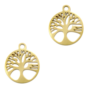 Stainless Steel Charms Tree Of Life Gold Gold Approx 12X10Mm 13Mm