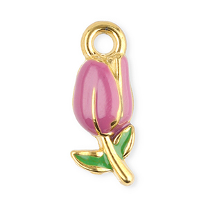Stainless Steel Charms Tulip Gold Purple Green Gold Purple Green Approx 20X8Mm 24Mm
