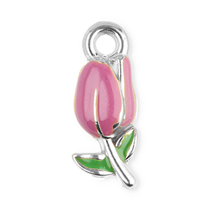 Stainless Steel Charms Tulip Silver Purple Green Silver Purple Green Approx 20X8Mm 24Mm