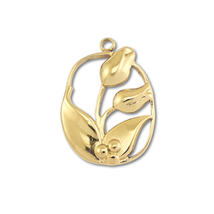 Stainless Steel Charms Tulips Gold Gold Approx 24X17Mm 2Mm