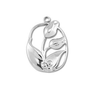 Stainless Steel Charms Tulips Silver Silver Approx 24X17Mm 2Mm