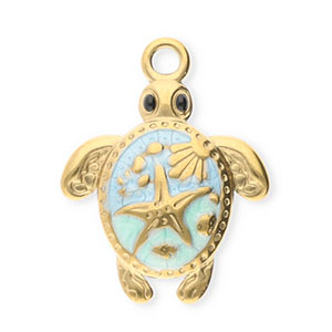 Stainless Steel Charms Turtle Gold Mint Green Light Blue Gold Mint Green Light Blue Approx 23X18Mm 21Mm