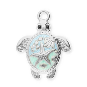 Stainless Steel Charms Turtle Silver Mint Green Light Blue Silver Mint Green Light Blue Approx 23X18Mm 21Mm