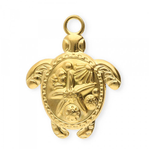 Stainless Steel Charms Turtle With Starfish Gold Gold Approx 235X18Mm 26Mm