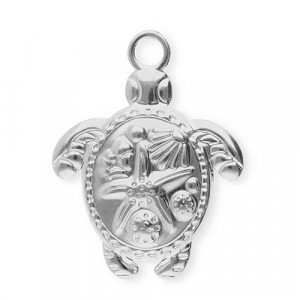 Stainless Steel Charms Turtle With Starfish Silver Silver Approx 235X18Mm 26Mm