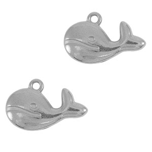 Stainless Steel Charms Whale Silver Silver Approx 12X19Mm 14Mm