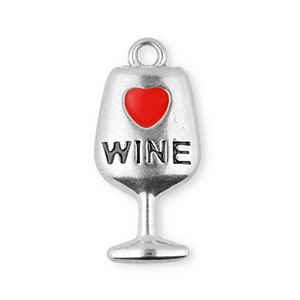 Stainless Steel Charms Wine Glass Silver Red Silver Red Approx 18X85Mm 16Mm