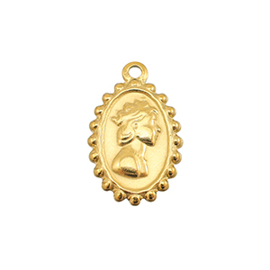 Stainless Steel Charms Woman With Crown Gold Gold Approx 215X135Mm 18M