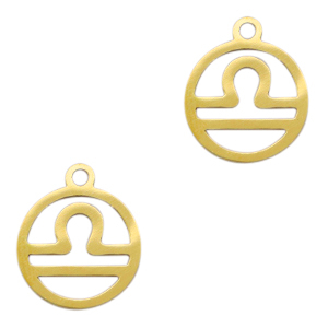 Stainless Steel Charms Zodiac Sign Libra Gold Gold Approx 13X11Mm 15Mm